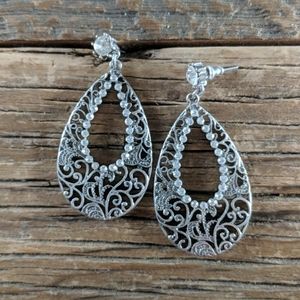 Rhinestone and filigree post earrings